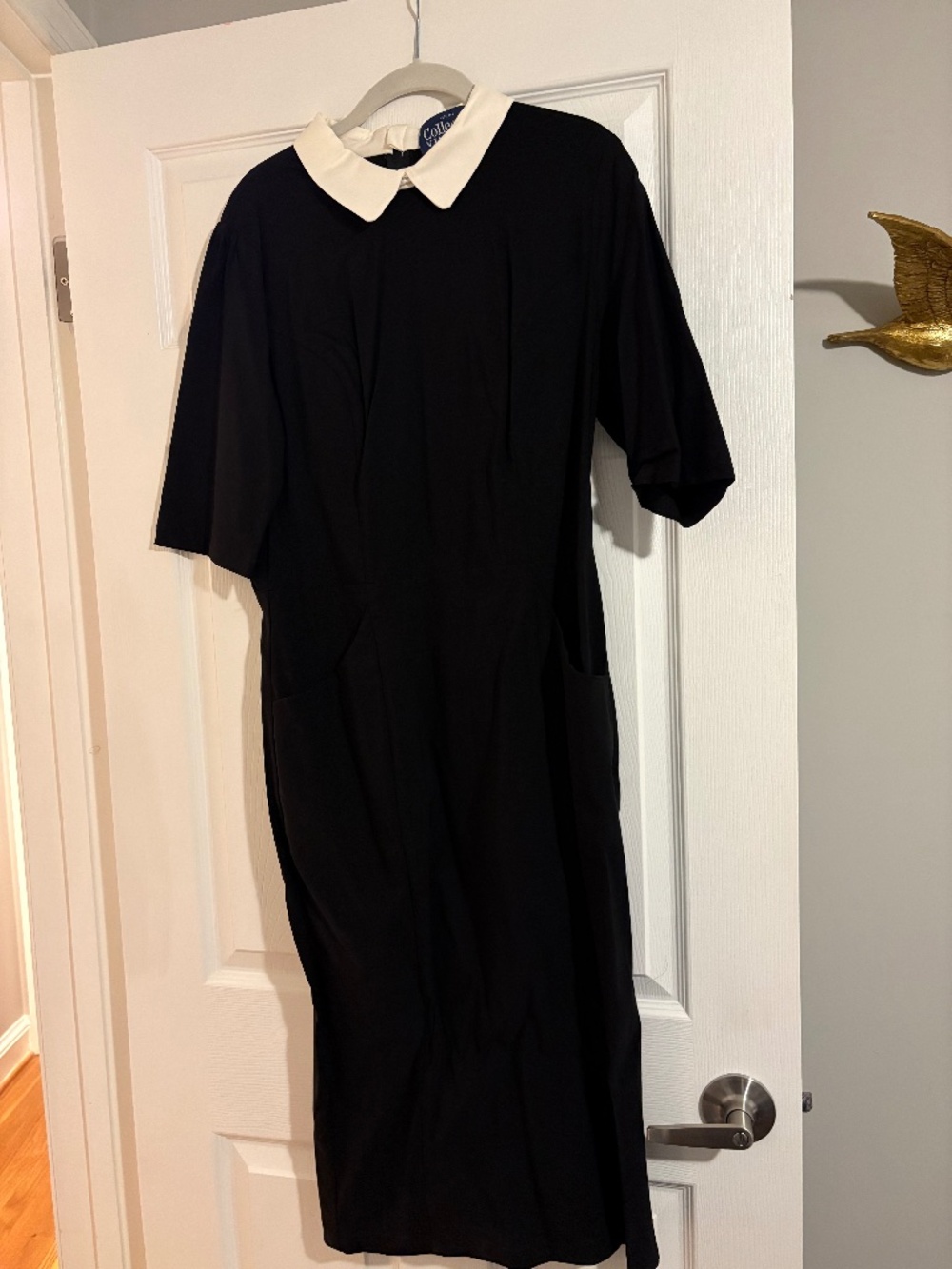 Vintage Black Dress with White Collar